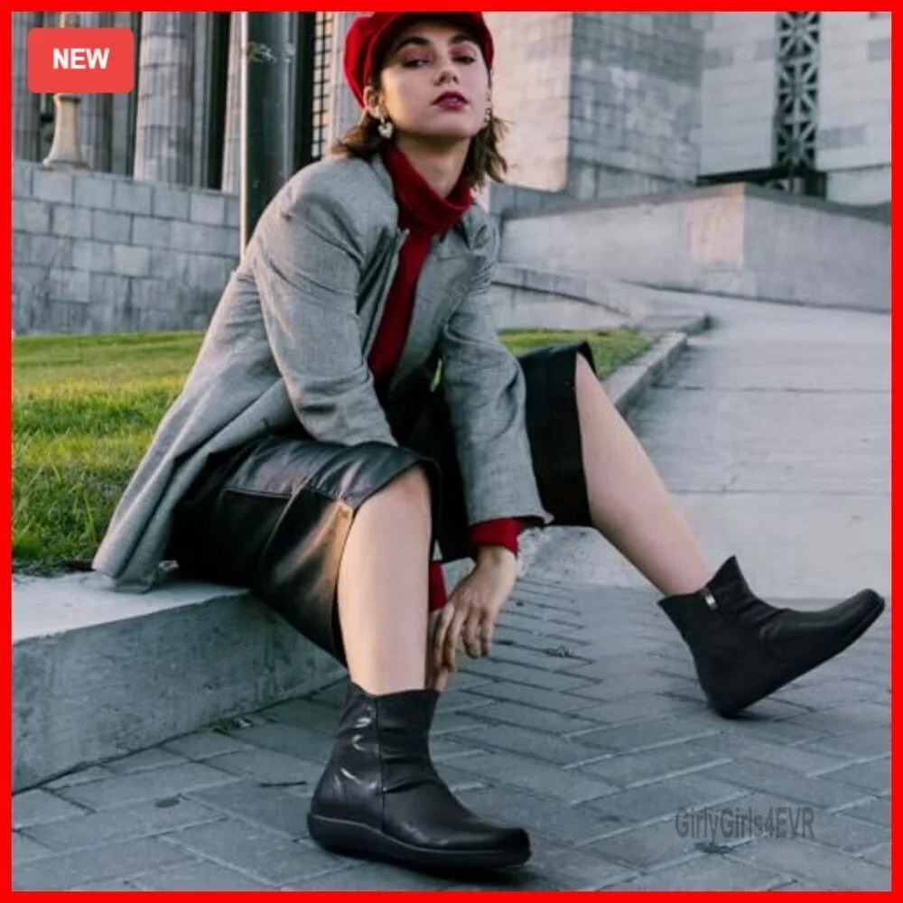 Women's Ankle Boots Flat Booties Casual Comfortable Walking Shoes